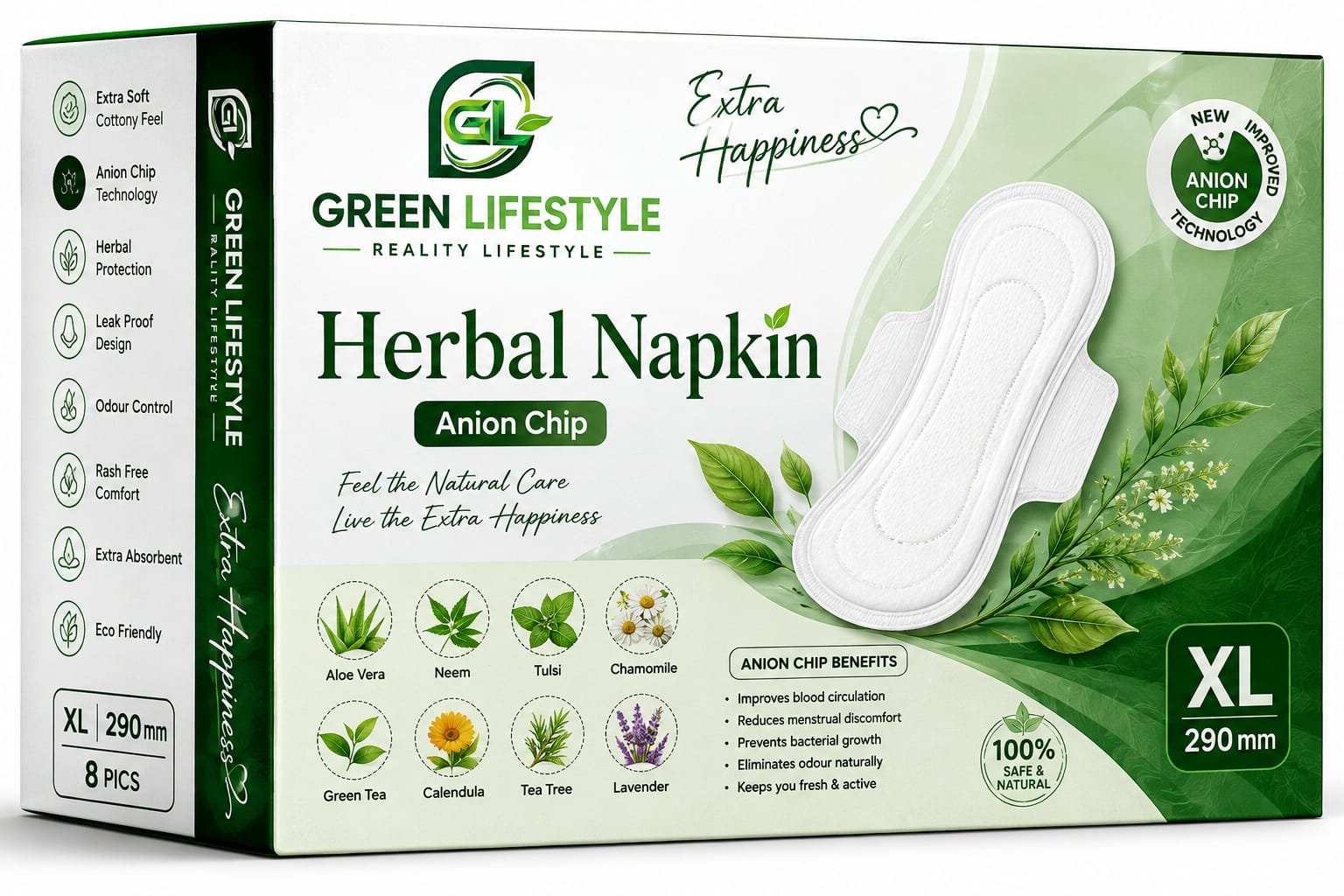 ANION SANITARY NAPKINS 290 MM XL - 8 PIECES